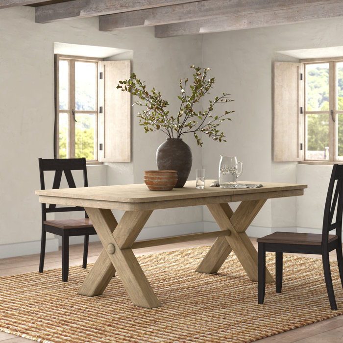 Birch Lane™ Regan Extendable Solid Wood Trestle Dining Table & Reviews